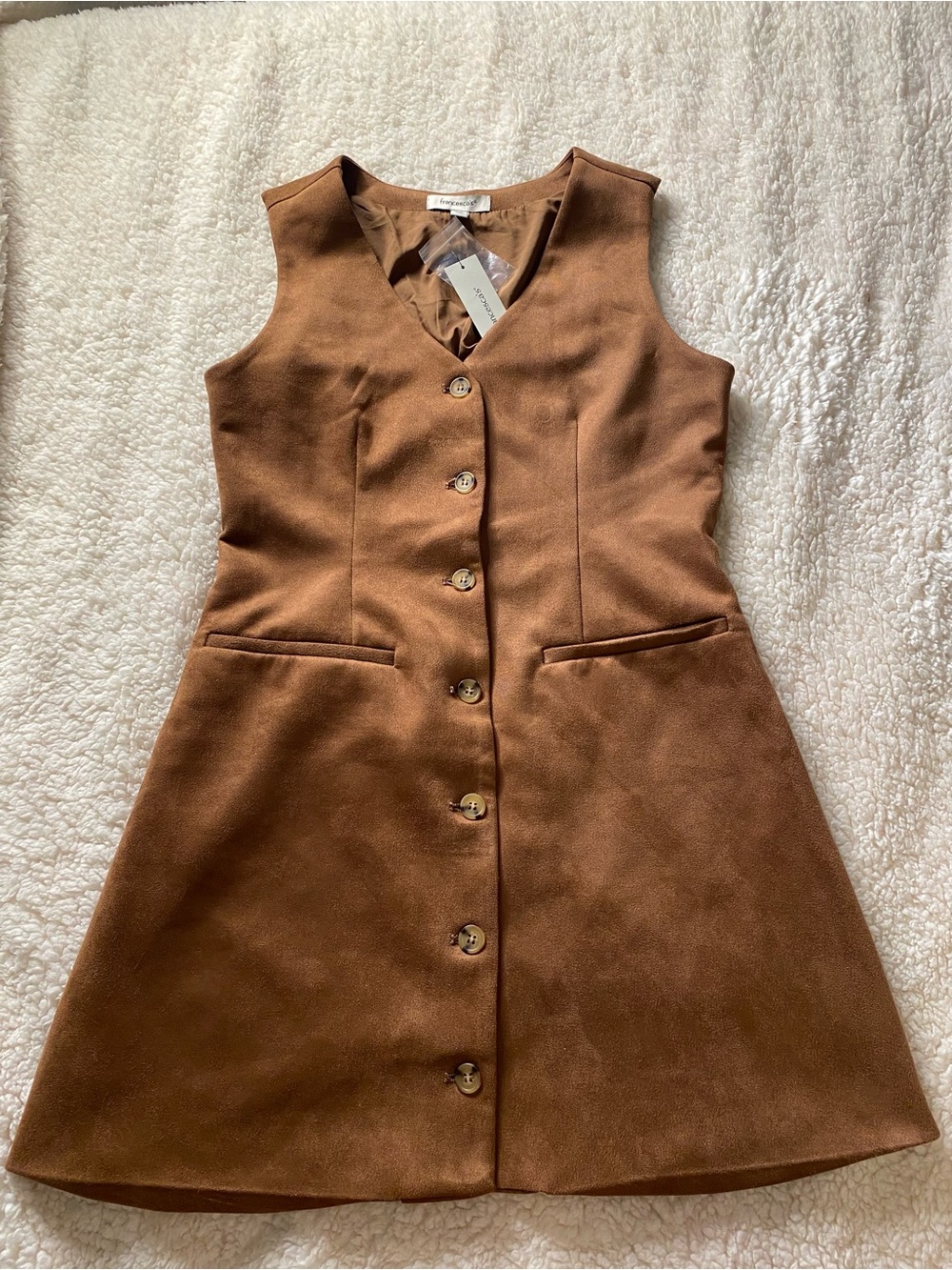 Frame Denim Sleeveless Brown Button-Front Mini Dress